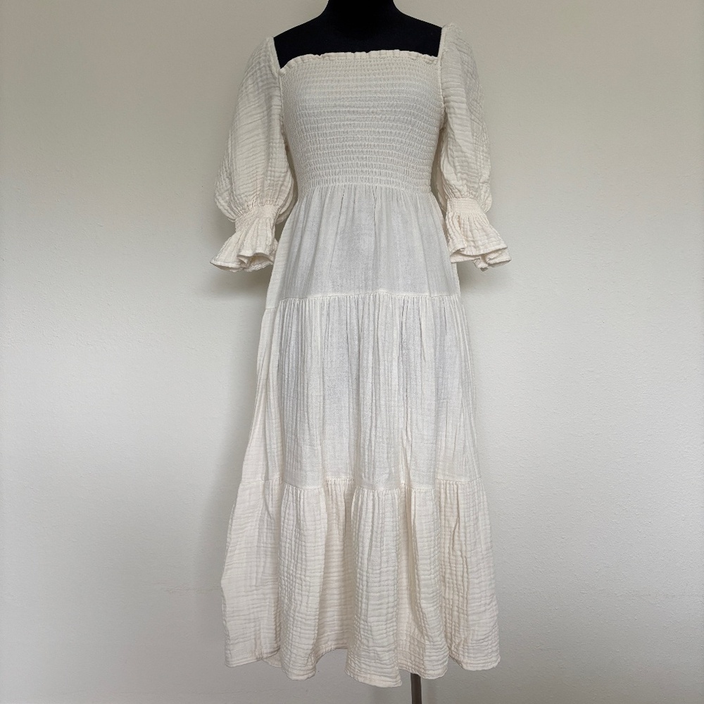 Nothing Fits But Kiko Muslin Cream Maternity Dress